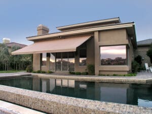 Polar Shades Retractable Awning With Backyard Pool